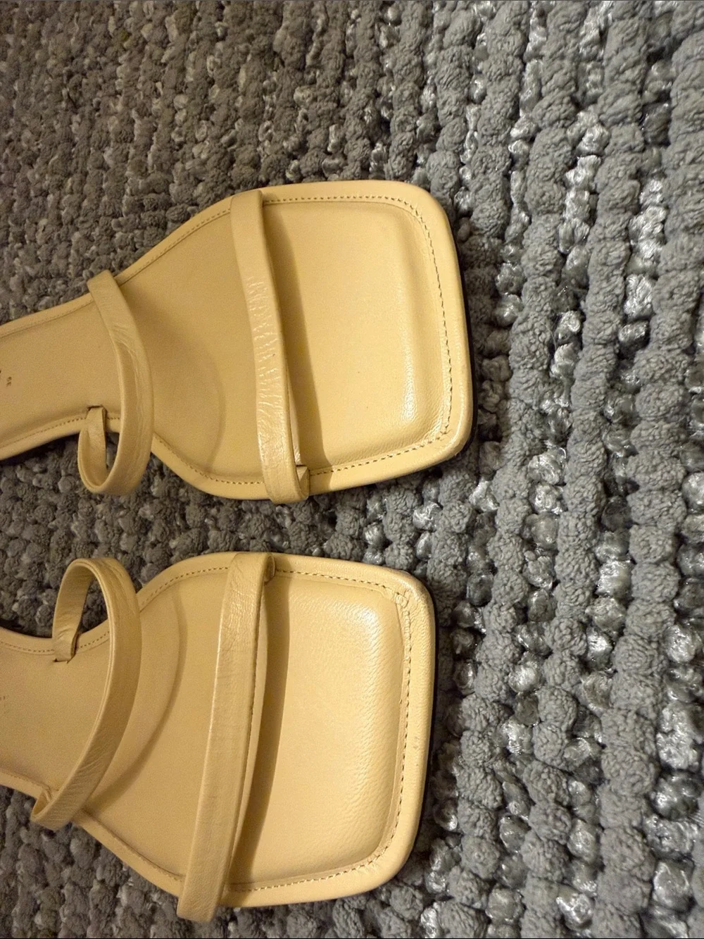 Zara Yellow Square-Toe Slide Sandals - Picture 5 of 7